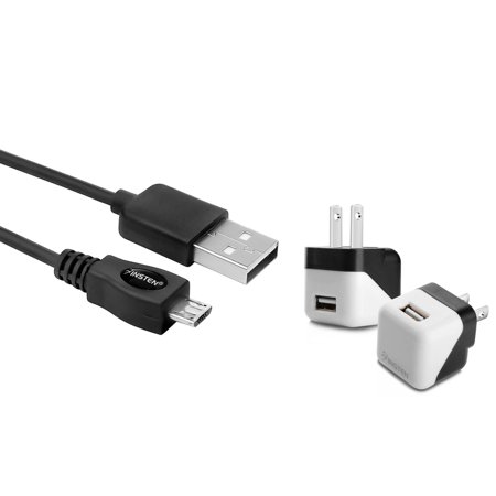 Insten Travel Wall Home AC Charger + 6' 6FT Micro USB Cable Charging Cable For CellphoneSmartphone LG Stylo 3 2 Tribute HD K7 / Motorola Moto E4 Plus G5 G4 Play / HTC Desire 626 526 530 - Black