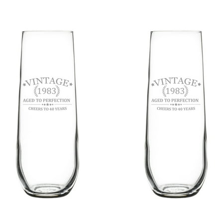 Set of 2 Glass Champagne Flutes Sparkling Wine Glasses Cheers To 40 Years Vintage 1983 40th Birthday (8.5 oz Stemless)
Set of 2 Glass Champagne Flutes Sparkling Wine Glasses Cheers To 40 Years Vintage 1983 40th Birthday (8.5 oz Stemless)