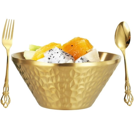 304stainless Steel Salad Bowl Set Metal Fruit Bowl With Fork And Spoon Double Layer Insulated Mixing Bowl For Ramen Snack Rice Pasta-gold-13cm
304stainless Steel Salad Bowl Set Metal Fruit Bowl With Fork And Spoon Double Layer Insulated Mixing Bowl For Ramen Snack Rice Pasta-gold-13cm