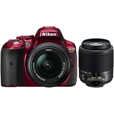 Nikon D5300 Digital SLR Camera & 18-55mm G DX II AF-S Zoom (Red) with 55-200mm DX AF-S ED Zoom-Nikkor Lens Nikon D5300 Digital SLR Camera & 18-55mm G DX II AF-S Zoom (Red) with 55-200mm DX AF-S ED Zoom-Nikkor Lens