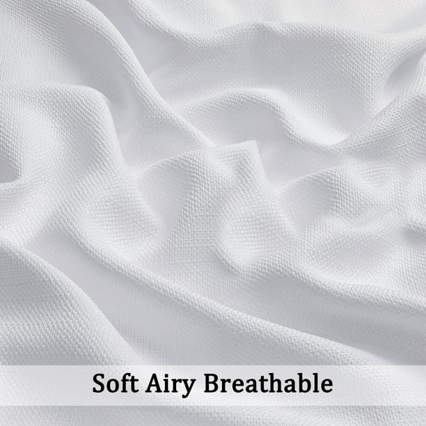 OVZME Bethany Faux Linen White Curtains 84 Inches Long 2 Panels Set, Solid Soft Airy Light Filtering Slub Textured Farmhouse Window Treatments with Rod Pocket for Living Room... OVZME Bethany Faux Linen White Curtains 84 Inches Long 2 Panels Set, Solid Soft Airy Light Filtering Slub Textured Farmhouse Window Treatments with Rod Pocket for Living Room... - Image 3