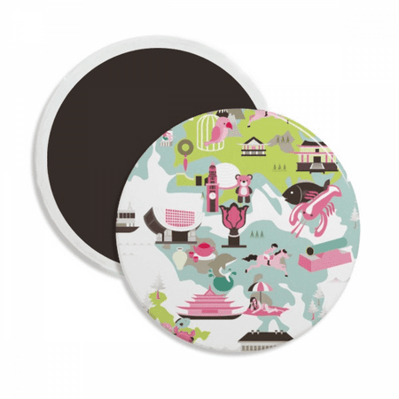 Hong Kong Map Famous China Round Ceracs Fridge Magnet Keepsake Decoration