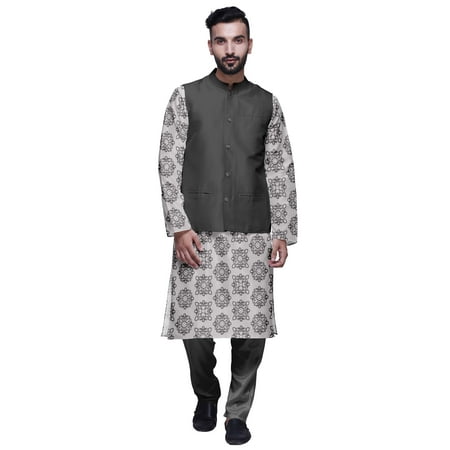 Atasi Traditional Mens Dupion Silk Kurta Pajama Set With Nehru Jacket Men Wear