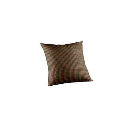 Patch Magic TPW257A Tan and Blue Plaid, Red Pink Line, Fabric Toss Pillow 16 x 16 inch