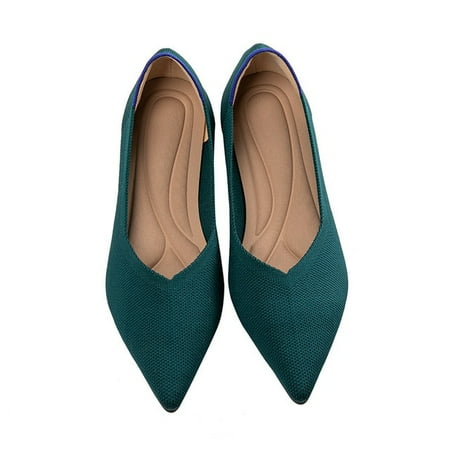 Spring and autumn flat shoes fashion leisure Women s flat shoes pointed knitting elastic comfortable boutique shoes
