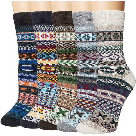 QWZNDZGR 5 Pairs Womens Wool Socks Thick Knit Vintage Winter Warm Cozy Crew Socks Gifts
QWZNDZGR 5 Pairs Womens Wool Socks Thick Knit Vintage Winter Warm Cozy Crew Socks Gifts
