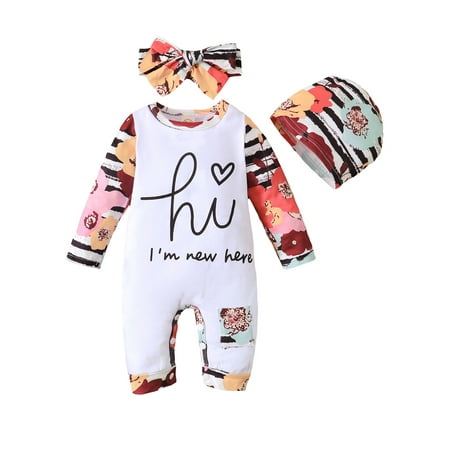 Frobukio 3Pcs Newborn Baby Boys Girls Casual Floral Letter Printing Long Sleeve Jumpsuit Cap Headwear Set White 0-3 Months
Frobukio 3Pcs Newborn Baby Boys Girls Casual Floral Letter Printing Long Sleeve Jumpsuit Cap Headwear Set White 0-3 Months