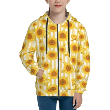 Hoodies for Women Yellow White Striped Sunflower Long Sleeve Sweatshirt Drawstring Zip Up Hoodie with Pockets Teen Girl Clothes
Hoodies for Women Yellow White Striped Sunflower Long Sleeve Sweatshirt Drawstring Zip Up Hoodie with Pockets Teen Girl Clothes