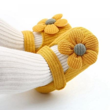 Toddler Kids Baby Girls Sunflower Soft Sole Anti-Slip Prewalker Shoes