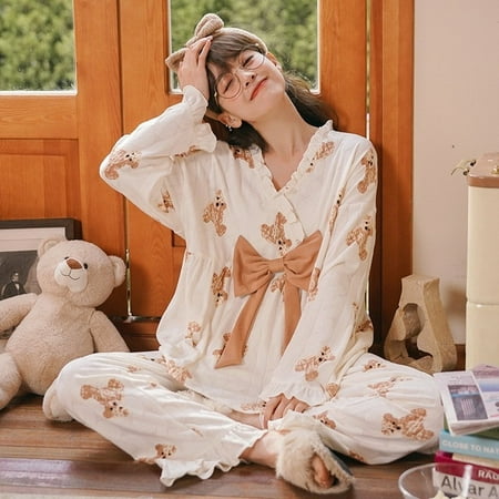 CoCopeaunt Korean version of spring and autumn pajamas female autumn cotton long-sleeved pants set cartoon cute wind home furnishing casual
CoCopeaunt Korean version of spring and autumn pajamas female autumn cotton long-sleeved pants set cartoon cute wind home furnishing casual