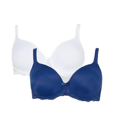 Gorgeous Womens Lace Moulded T-Shirt Bra (Pack of 2)