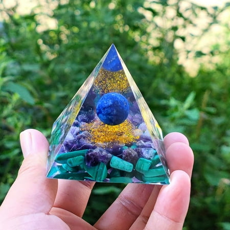 Amethyst Crystal Healing Orgonite Pyramid Obsidians Chakra Energy Orgone Stones