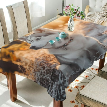 WOBOGO Outdoor Husky Dog Square Tablecloth 54×72in Polyester Fabric Tablecloth Washable Dust Resistant Wrinkle Resistant 
WOBOGO Outdoor Husky Dog Square Tablecloth 54×72in Polyester Fabric Tablecloth Washable Dust Resistant Wrinkle Resistant
