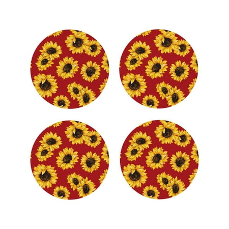 Matuu Sunflowers On Red for Cup Coasters Set of 4 Leather Coasters Desk Coasters for Office Measures 4” x 4”-Round Shape
Matuu Sunflowers On Red for Cup Coasters Set of 4 Leather Coasters Desk Coasters for Office Measures 4” x 4”-Round Shape