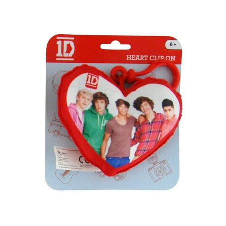 1D One Direction Plush Heart Back Pack Clip Group
