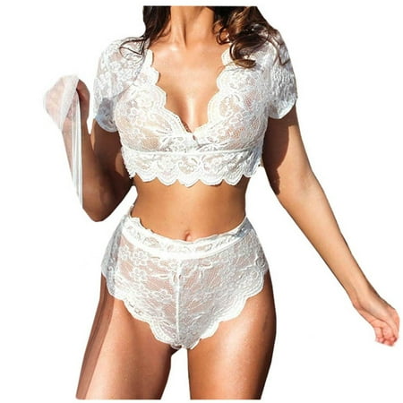 EINCcm Women Sexy Lace Underwear V-neck Bra Thong Short Sleeve Top Lingerie Set S-3XL White XXL
EINCcm Women Sexy Lace Underwear V-neck Bra Thong Short Sleeve Top Lingerie Set S-3XL White XXL