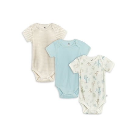 Just Born Baby Boy Short Sleeve Bodysuits 3-Pack (0/3-6/9 Months)