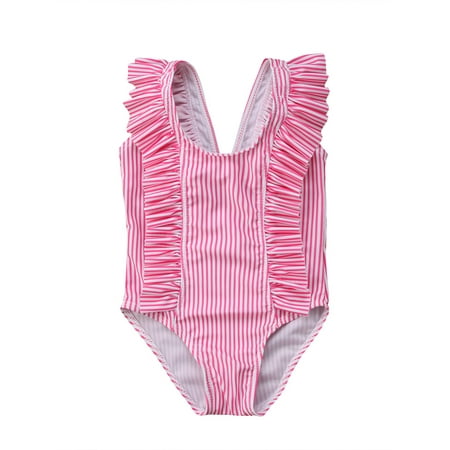 Newborn Kids Baby Girls Striped Swimwear Swimsuit Bikini Bathing Suit Beachwear