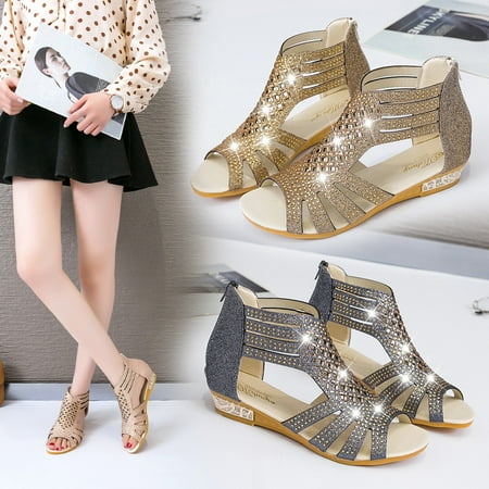 Rhinestone women s shoes summer sandals slope heel Sequin cloth open toe back zipper paint Women s Bling Rhinestone Pearl Flat Gladiator Sandals Toe Ring Dress Shoes
Rhinestone women s shoes summer sandals slope heel Sequin cloth open toe back zipper paint Women s Bling Rhinestone Pearl Flat Gladiator Sandals Toe Ring Dress Shoes