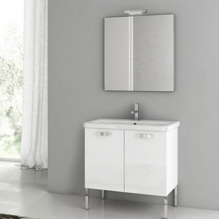 ACF by Nameeks ACF CP02-GW City Play 30-in. Single Bathroom Vanity Set - Glossy White