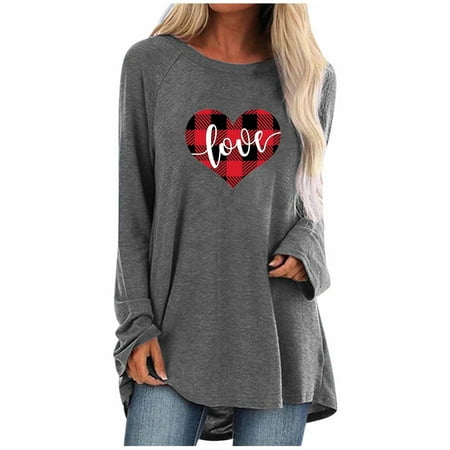 Women s Valentine s Day Long-sleeve T-shirt Fashion Love Printed Medium Length Round Neck Solid Top Ladies Casual Loose Tee Blouse
Women s Valentine s Day Long-sleeve T-shirt Fashion Love Printed Medium Length Round Neck Solid Top Ladies Casual Loose Tee Blouse
