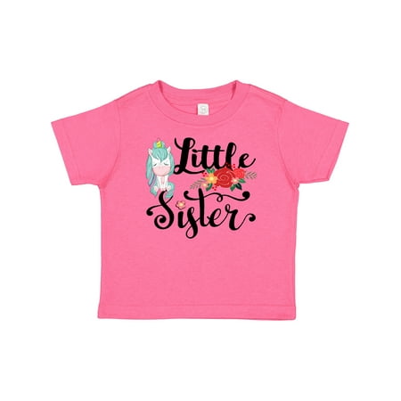 Inktastic Floral Unicorn Little Sister Gift Toddler Toddler Girl T-Shirt