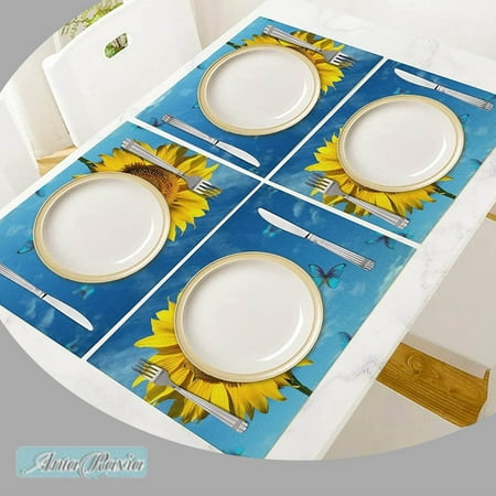 Placemats Heat-Resistant Blue Sky Butterflies Table Mats Easy to Clean Polyester Dinner Mats for Home Kitchen Restaurant Party Decoration 17.7X12.1 Inches
Placemats Heat-Resistant Blue Sky Butterflies Table Mats Easy to Clean Polyester Dinner Mats for Home Kitchen Restaurant Party Decoration 17.7X12.1 Inches