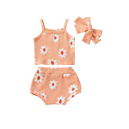 TFFR 2Pcs Baby Girl Floral Waffle Knit Sleeveless Strap Vest Shorts Bow Headband Set
TFFR 2Pcs Baby Girl Floral Waffle Knit Sleeveless Strap Vest Shorts Bow Headband Set