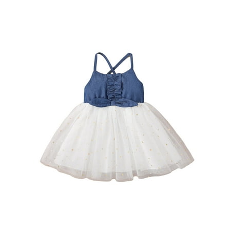 Infant Baby Girls Suspender Denim Tulle Dress Patchwork High Waist Sequin Stars Skirt Sleeveless Sundress
Infant Baby Girls Suspender Denim Tulle Dress Patchwork High Waist Sequin Stars Skirt Sleeveless Sundress
