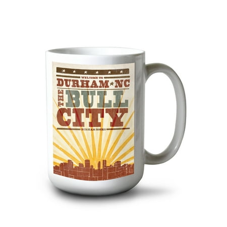 15 fl oz Ceramic Mug Durham North Carolina Skyline and Sunburst Screenprint Style Dishwasher & Microwave Safe
15 fl oz Ceramic Mug Durham North Carolina Skyline and Sunburst Screenprint Style Dishwasher & Microwave Safe