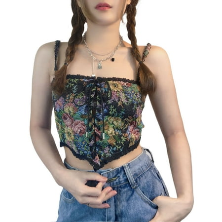 AMILIEe Women Summer Retro Corset Flower Print Spaghetti Strap Low-Cut Sleeveless Bandage Crop Tops
AMILIEe Women Summer Retro Corset Flower Print Spaghetti Strap Low-Cut Sleeveless Bandage Crop Tops