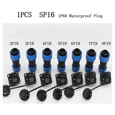 SP16 Square Panel Mount IP68 Waterproof Plug & Socket Circular Connector 2-9pin