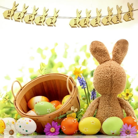 Wooden Easter Bunny Pendant Hanging String Home Decoration