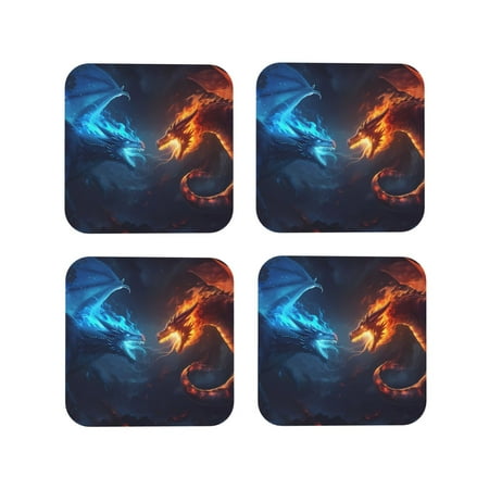 Honeii Red And Blue Fire Dragon C print Leather Coaster Set of 4 ideal for safeguarding your furniture from drinks spills and effortless cleanup-Square
Honeii Red And Blue Fire Dragon C print Leather Coaster Set of 4 ideal for safeguarding your furniture from drinks spills and effortless cleanup-Square