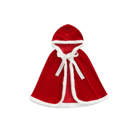 

BrilliantMe Toddler Baby Girls Santa Cloak with Hood Kid Soft Warm Velvet Cape Dress-up Christmas Carnival Clothes Red 4-5 Years