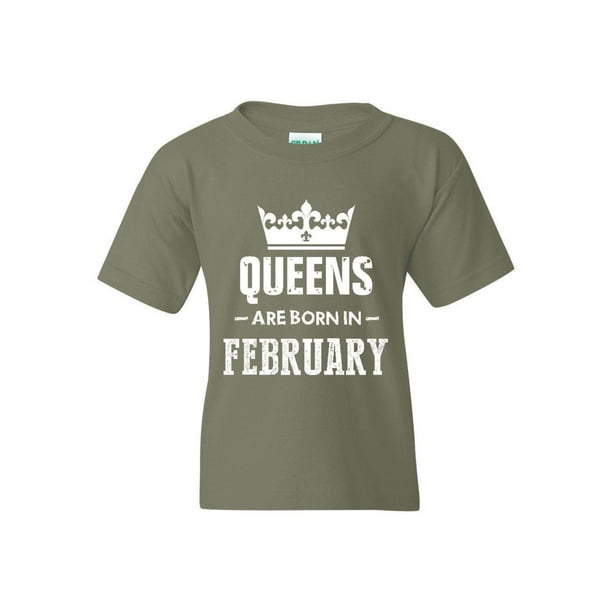 Birthday Gift Queens Are Born in February Unisex Youth Kids T-Shirt Tee