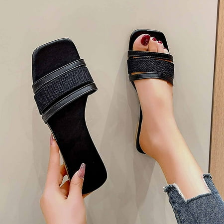 Summer Saving Clearance! Tuobarr Women s Slide Sandals New Summer Flat Shoes Square Head Broadband Women s Sandals Casual Slippers Black US Size 4.5
Summer Saving Clearance! Tuobarr Women s Slide Sandals New Summer Flat Shoes Square Head Broadband Women s Sandals Casual Slippers Black US Size 4.5