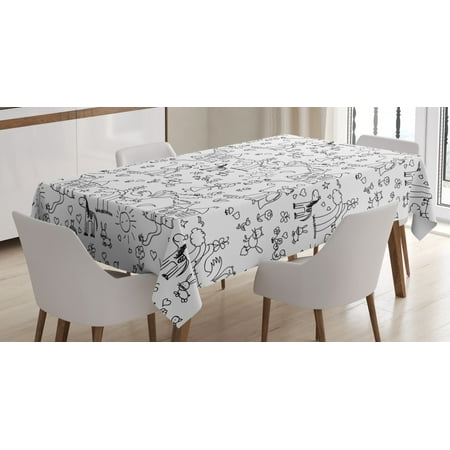 Kids Tablecloth Hand Drawn Style Childish Doodle Childhood Theme Joyful Fairytale Fantastic Landscape Rectangular Table Cover for Dining Room Kitchen 60 X 90 Inches Black White by Ambesonne
Kids Tablecloth Hand Drawn Style Childish Doodle Childhood Theme Joyful Fairytale Fantastic Landscape Rectangular Table Cover for Dining Room Kitchen 60 X 90 Inches Black White by Ambesonne