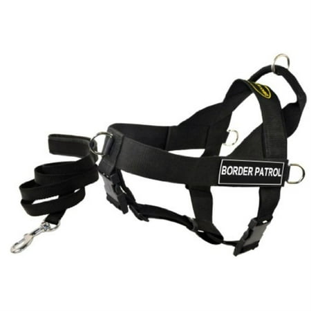 Dean and Tyler Bundle One DT Universal Harness, Border Patrol, Medium (26, 32) + One Padded Puppy Leash, 6-Feet Stainless Steel Snap, Black