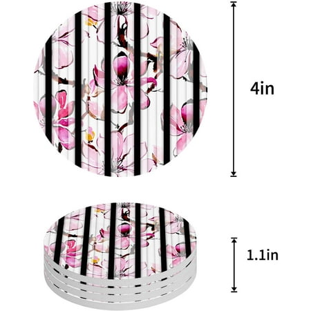 ZHANZZK Watercolor Pink Flower Plant Black Stripes Set of 4 Round Coaster for Drinks Absorbent Ceramic Stone Coasters Cup Mat with Cork Base for Home Kitchen Room Coffee Table Bar Decor
ZHANZZK Watercolor Pink Flower Plant Black Stripes Set of 4 Round Coaster for Drinks Absorbent Ceramic Stone Coasters Cup Mat with Cork Base for Home Kitchen Room Coffee Table Bar Decor