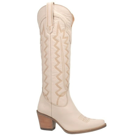 Dingo Womens High Cotton Snip Toe Boots Knee High Mid Heel 2-3