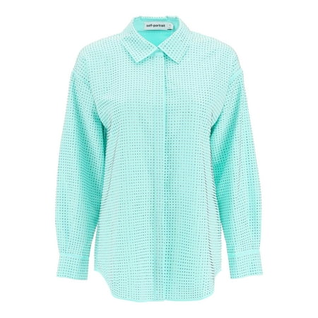 Self Portrait Rhinestone Taffeta Shirt Women