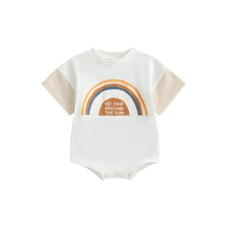 Calsunbaby Infant Baby Boys Girls Summer Romper Letter Rainbow Print Contrast Color Short Sleeve Crew Neck Jumpsuits Casual Bodysuits
Calsunbaby Infant Baby Boys Girls Summer Romper Letter Rainbow Print Contrast Color Short Sleeve Crew Neck Jumpsuits Casual Bodysuits