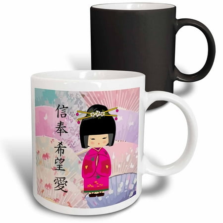3dRose Geisha Faith Hope Love Magic Transforming Mug 11oz