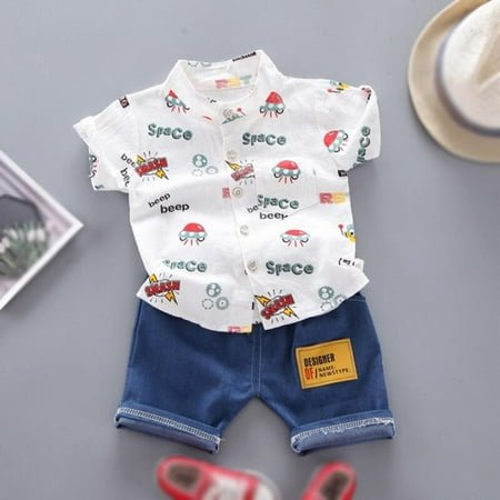 Summer toddle Baby 2Pcs Set for Boy Hamburger Cartoon Print Lapel Cotton T-shirt + Denim shorts Pants Children Sport Clothing
Summer toddle Baby 2Pcs Set for Boy Hamburger Cartoon Print Lapel Cotton T-shirt + Denim shorts Pants Children Sport Clothing