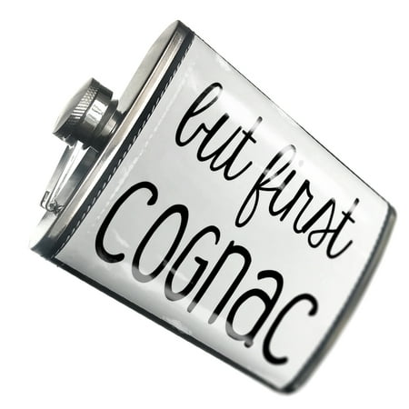 NEONBLOND Flask But First Cognac Funny Saying
