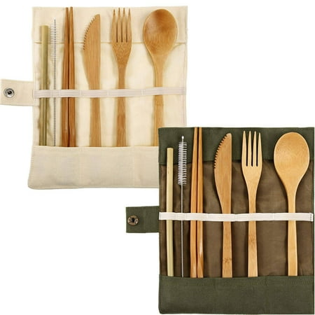 2 Set Bamboo Cutlery Flatware Set Bamboo Travel Utensils Include Reusable Knife Fork Spoon Chopsticks Straws (White and Green)
2 Set Bamboo Cutlery Flatware Set Bamboo Travel Utensils Include Reusable Knife Fork Spoon Chopsticks Straws (White and Green)