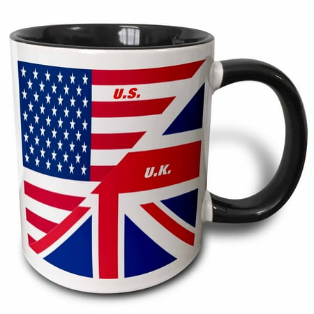3dRose US n UK Flags Joined Two Tone Black Mug 11oz