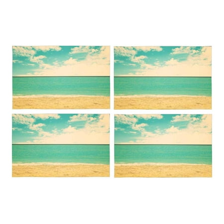 MKHERT Retro Tropical Beach Summer Ocean on Sunny Day Placemats Table Mats for Dining Room Kitchen Table Decoration 12x18 inch Set of 4
MKHERT Retro Tropical Beach Summer Ocean on Sunny Day Placemats Table Mats for Dining Room Kitchen Table Decoration 12x18 inch Set of 4