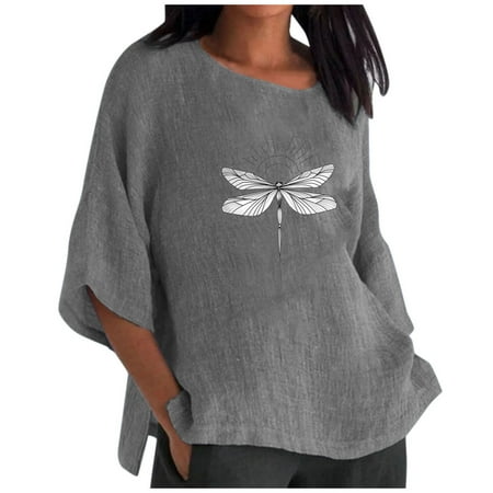 kakina CMSX T Shirts for Women Plus Size Summer Vintage Printed Cotton Linen Tops Loose Large Round Neck Short Sleeve Tops Cute Tops for Teens Gray M
kakina CMSX T Shirts for Women Plus Size Summer Vintage Printed Cotton Linen Tops Loose Large Round Neck Short Sleeve Tops Cute Tops for Teens Gray M